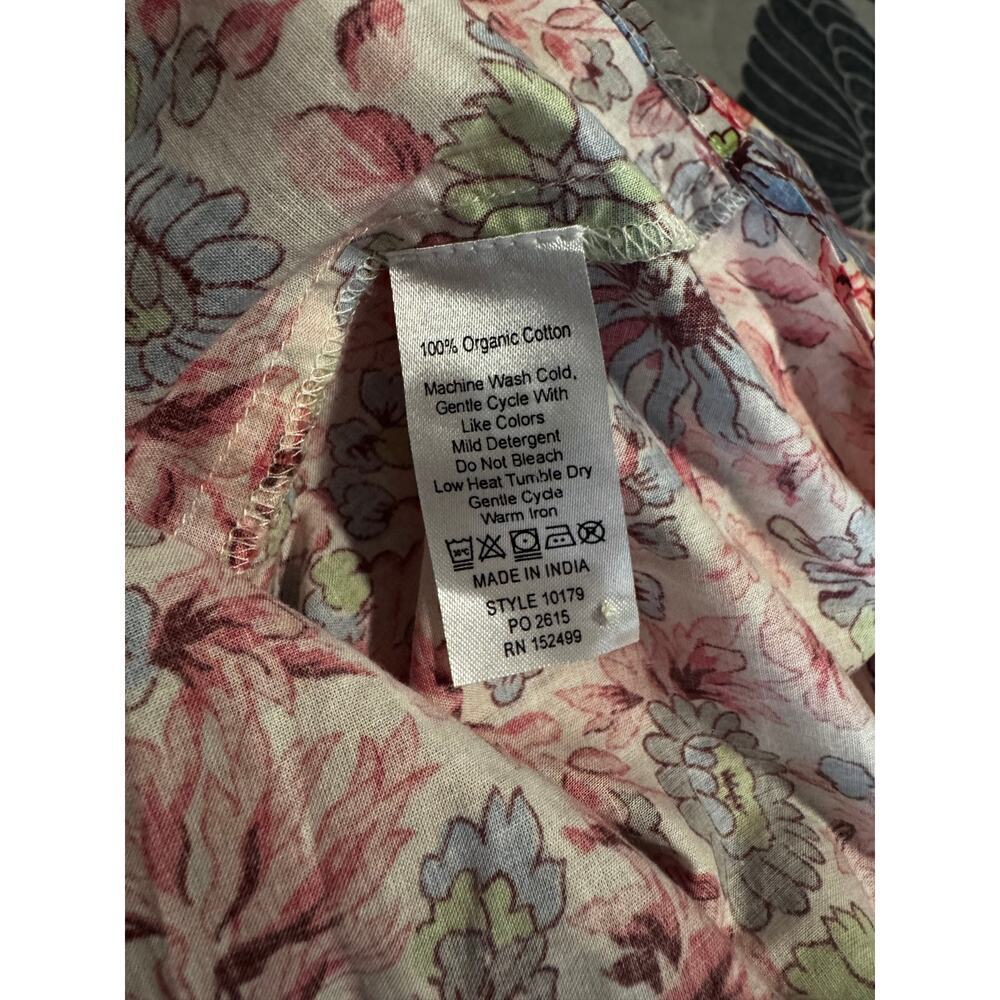 Amour Vert Organic Cotton Floral Boho Floral Blouse Top Size Large - Picture 6 of 6
